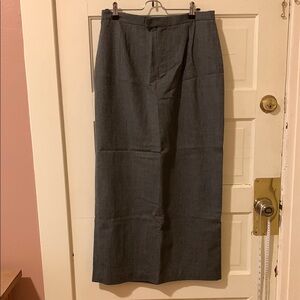 Charcoal Wool Tailored Pencil Skirt for Business Wear